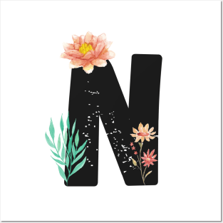 Letter N - Botanical English Alphabet, Name Initial Posters and Art